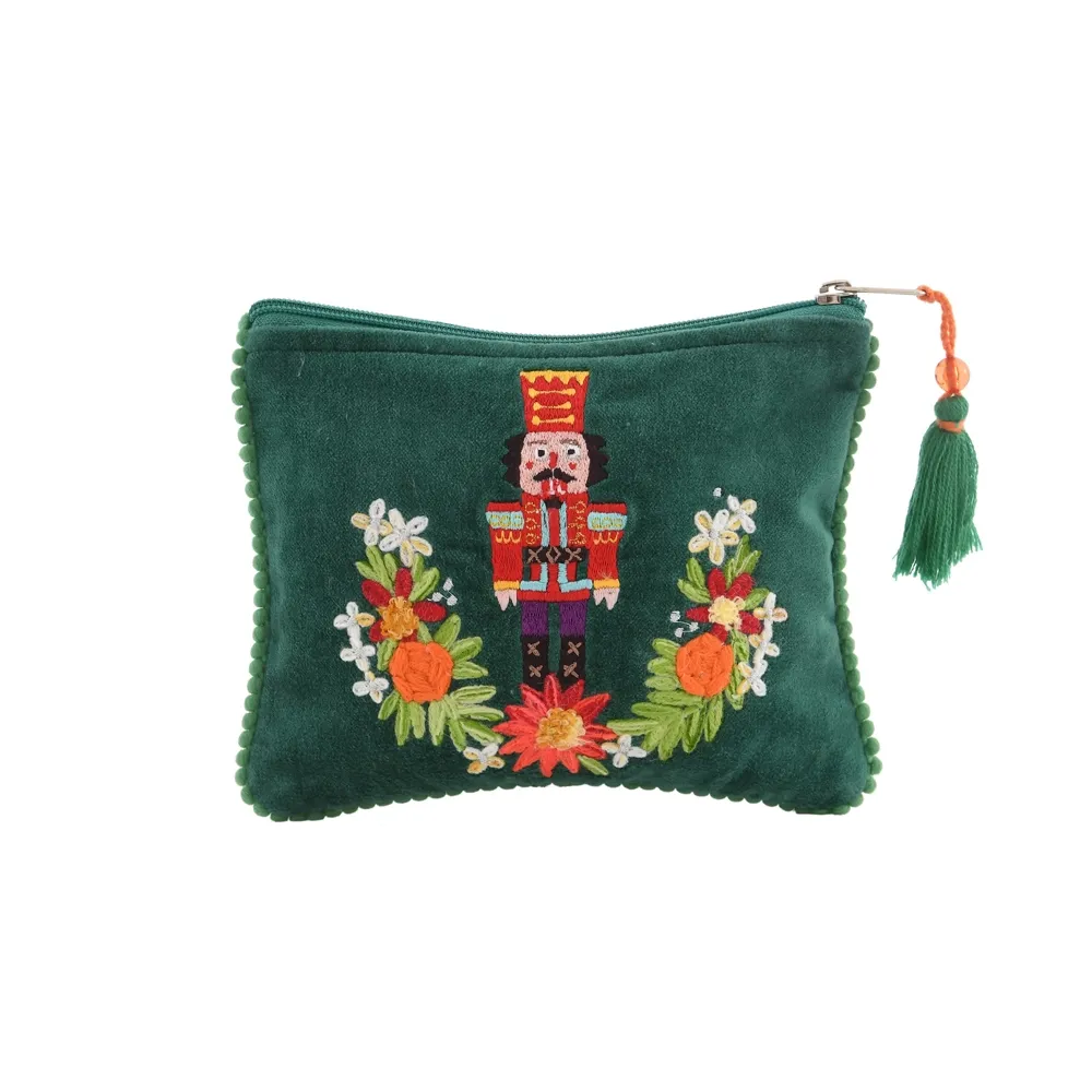 Velvet Nutcracker Pouch - Emerald