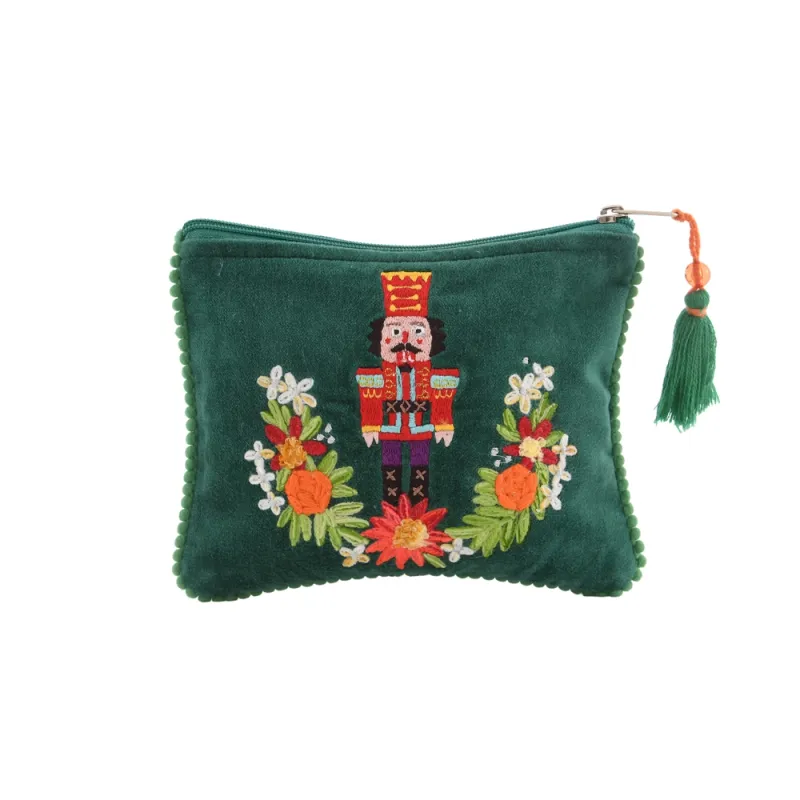 Velvet Nutcracker Pouch - Emerald