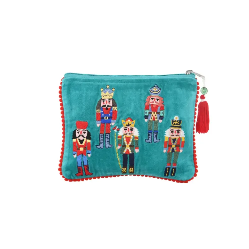 Velvet Nutcracker Pouch - Teal