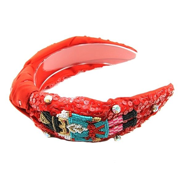 Nutcracker Beaded Headband Red display picture 3