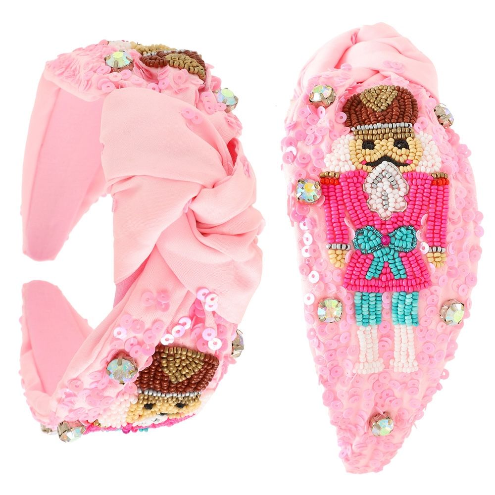 Nutcracker Sequin Beaded Headband Pink