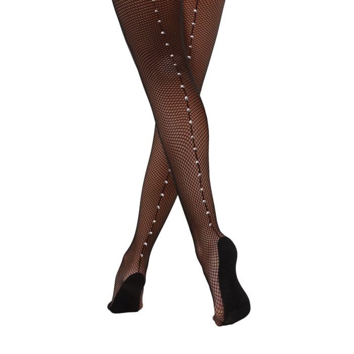 Professional Backseam Fishnet Tights - Rhinestone