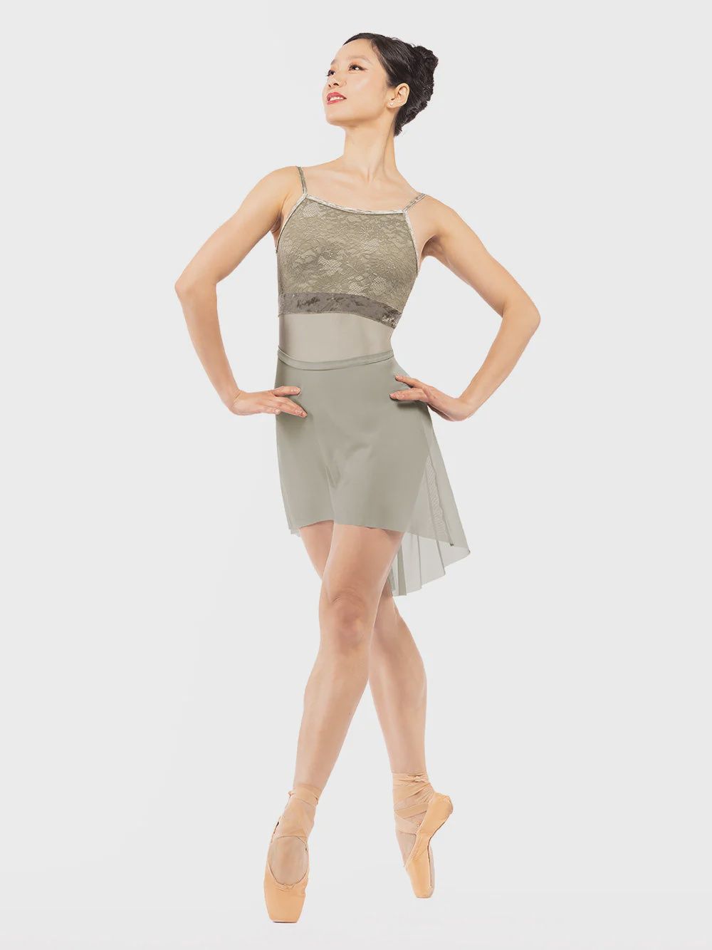 Mid High-Low Skirt Mercury Mesh