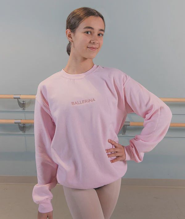 Ballerina Embroidered Sweatshirt, Size: XS, Color: Ballet Pink