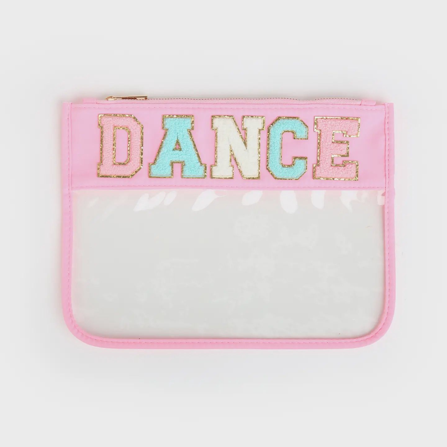 Varsity Letter Patch Clear Zippered Pouch DANCE