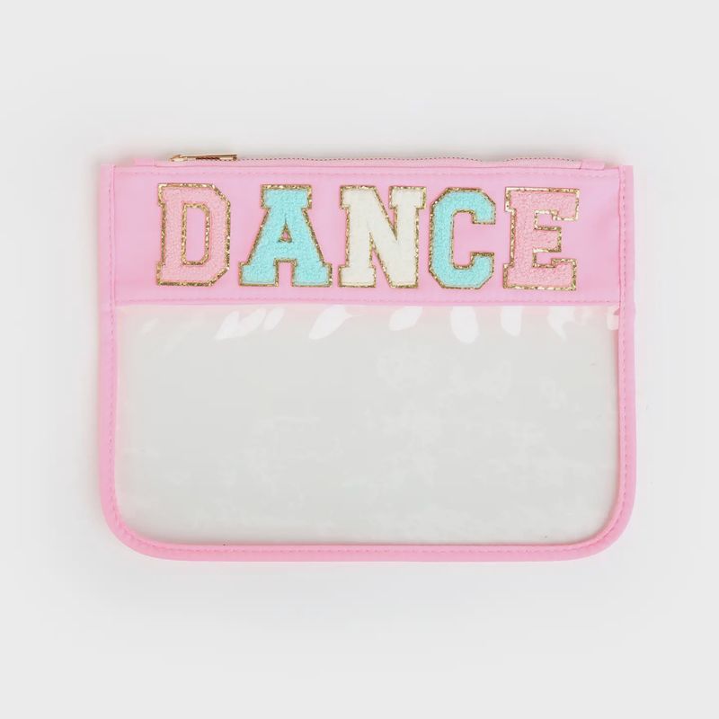 Varsity Letter Patch Clear Zippered Pouch DANCE