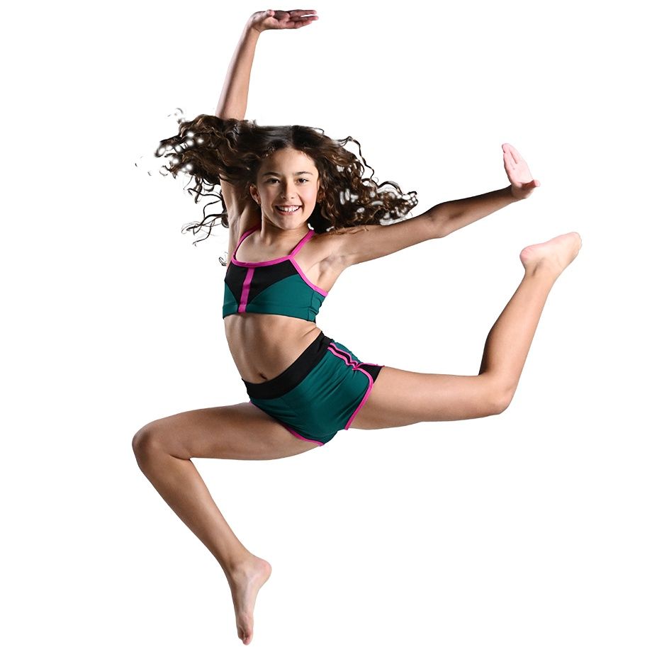Sports Bra Color Block, Size: 6/8, Color: Emerald/Fucshia