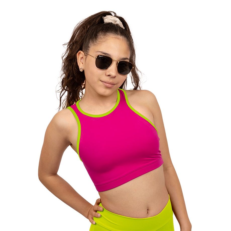 Tank with Back Cut Out, Size: 6/8, Color: Fuchsia/Lime