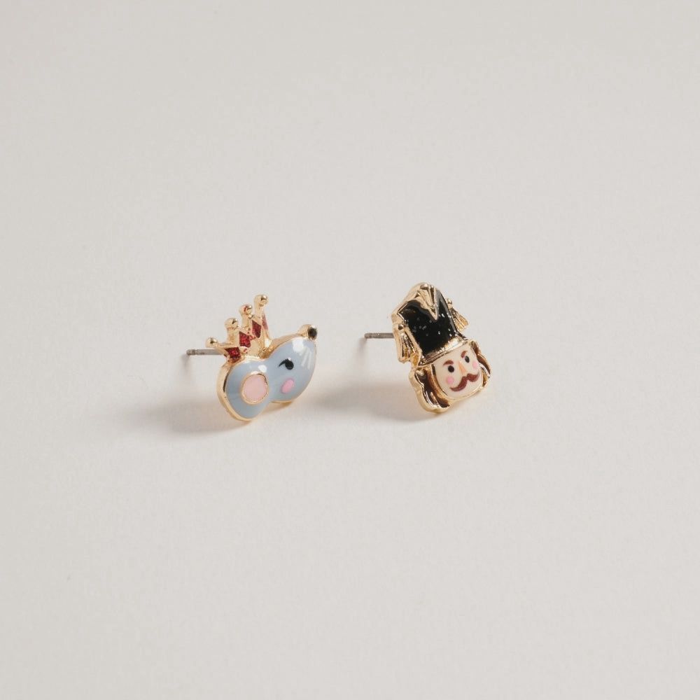 Christmas Mouse and Nutcracker Head Post Earrings