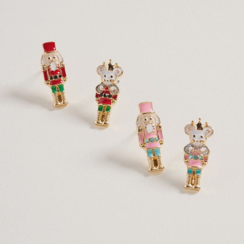 Christmas Nutcracker and Mouse King Post Earrings