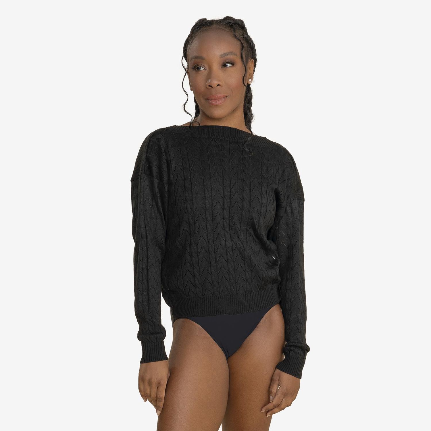 Nelia Sweater Top BY36, Color: Black, Size: S