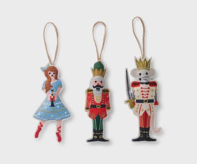 Rifle Paper Co. Nutcracker Set of 3 Felt Ornaments