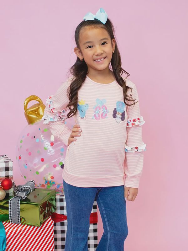 Nutcracker Enchantment Ruffle Sleeve Top