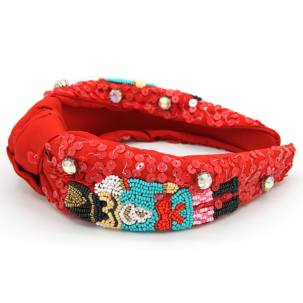 Nutcracker Beaded Headband Red