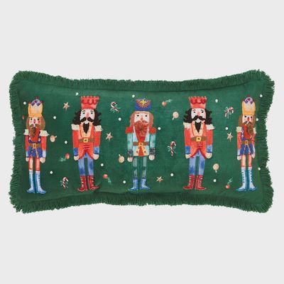 Nutcracker Green Fringed Pillow 12x24