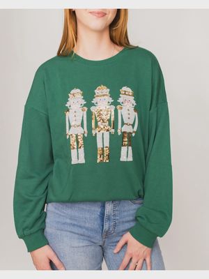 Alpine Nutcracker Sequin Sweatshirt Dark Green