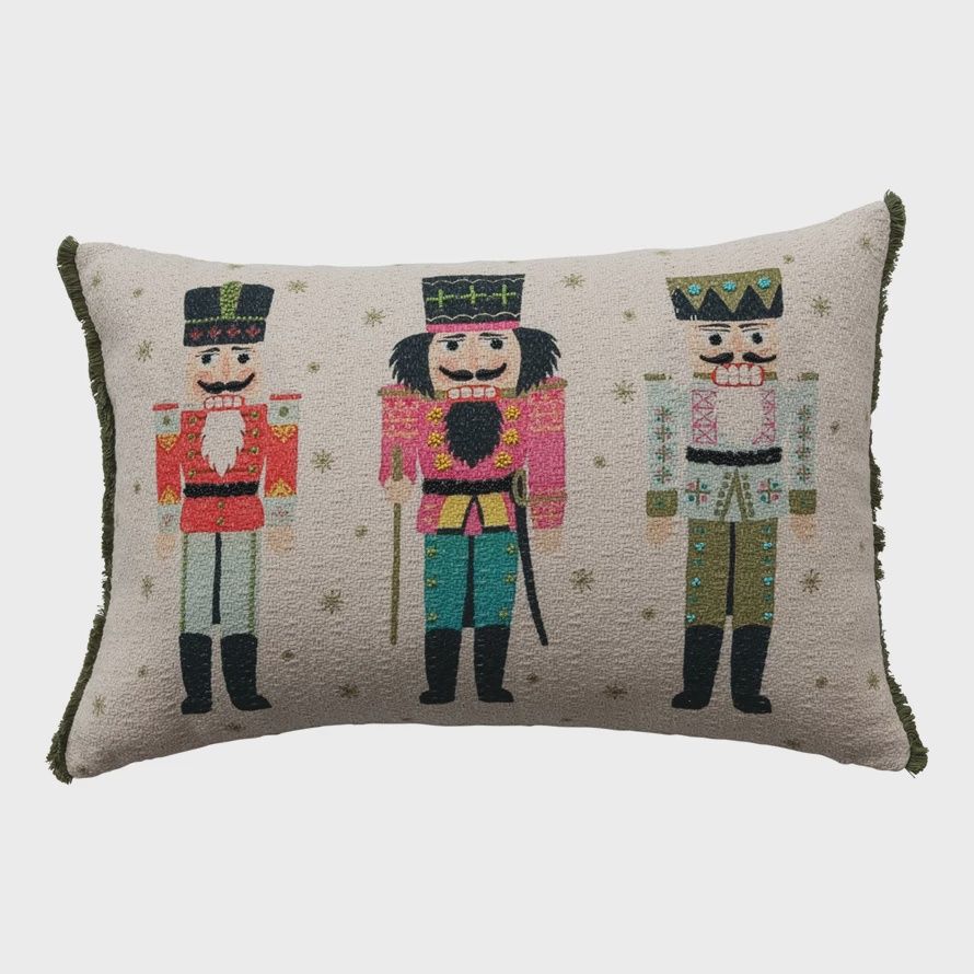 Nutcracker Cotton Slub Printed Lumbar Pillow