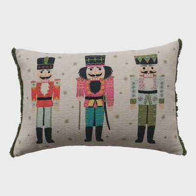 Nutcracker Cotton Slub Printed Lumbar Pillow