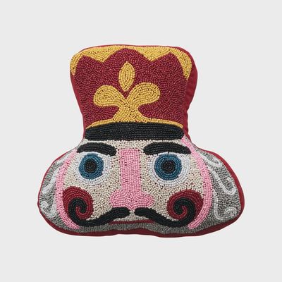 Beaded Nutcracker Shaped Pillow