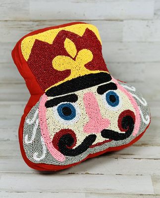Beaded Nutcracker Shaped Pillow