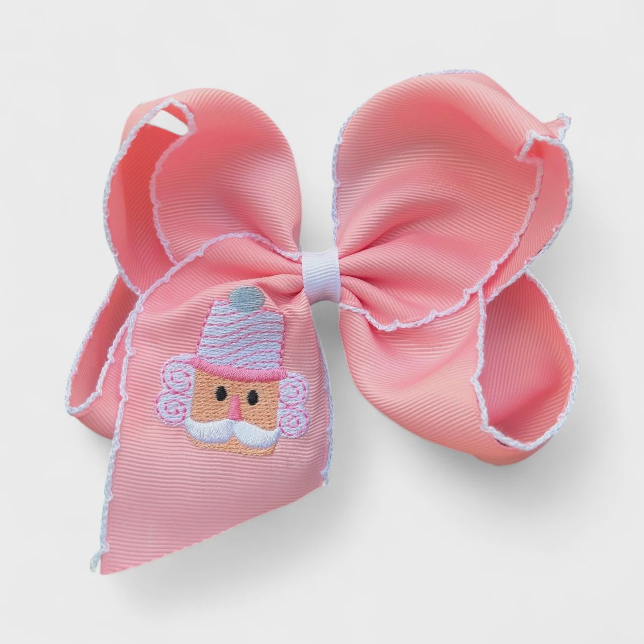 Nutcracker Embroidered Hairbow Pink