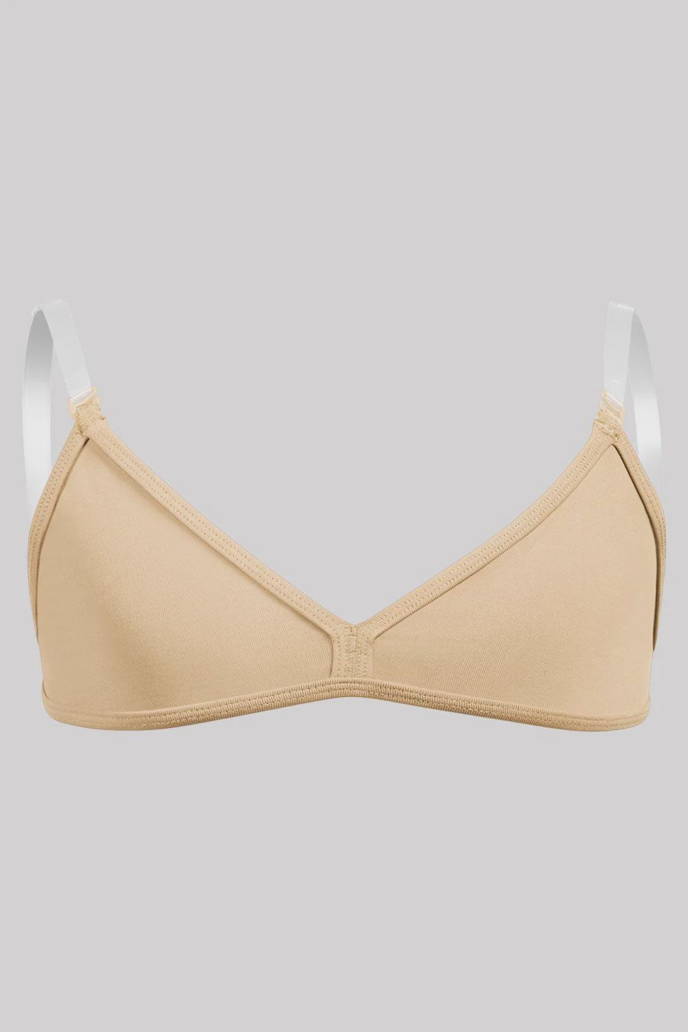 Girls' Clear Back Bra CZ3357, Color: Sand, Size: 8/10
