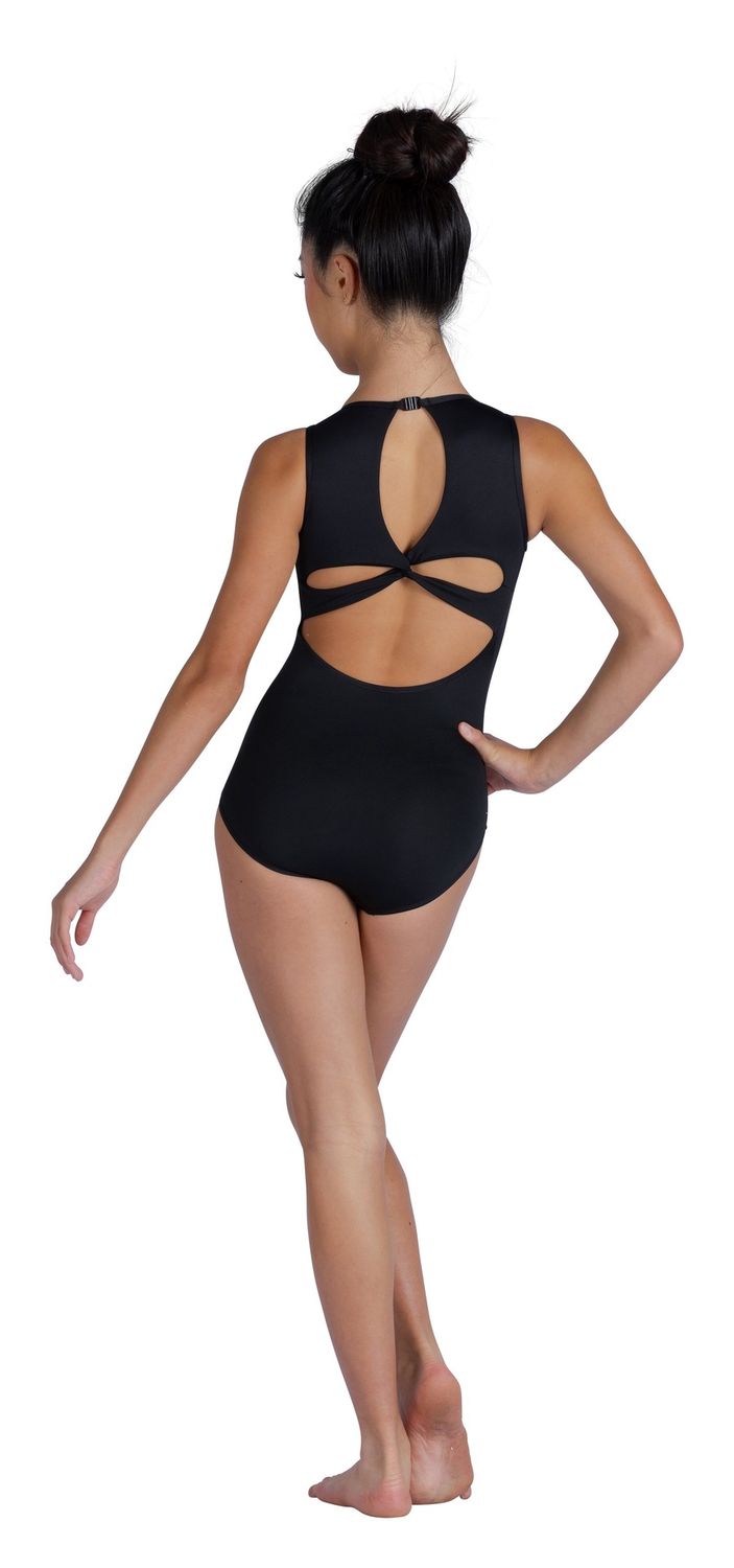 Girls' Twist Back Tank Leotard 26121C, Color: Black, Size: 6X/7