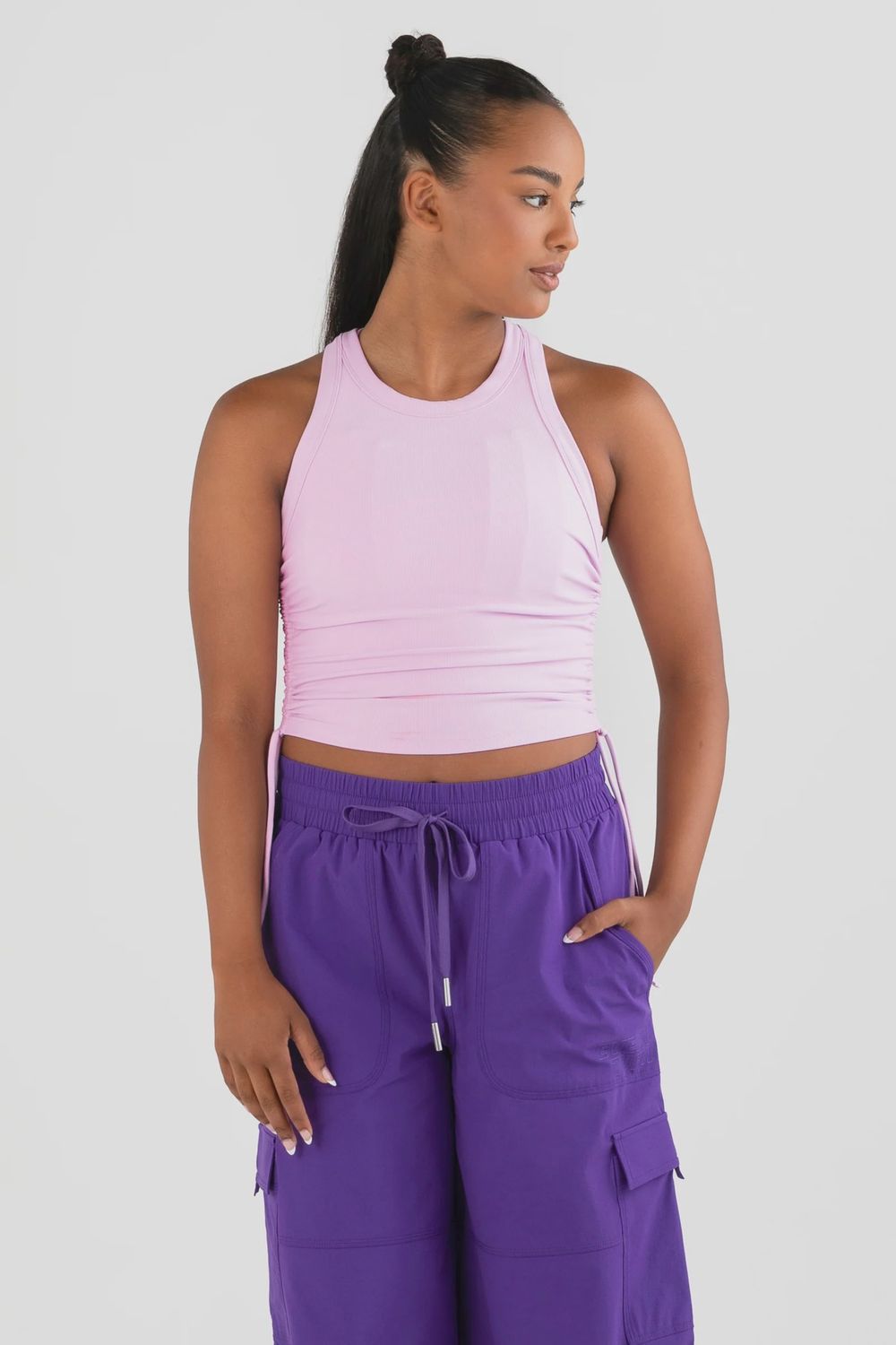 Peppa Cropped Rib Singlet, Color: Fairy Floss (light pink), Size: Youth 8