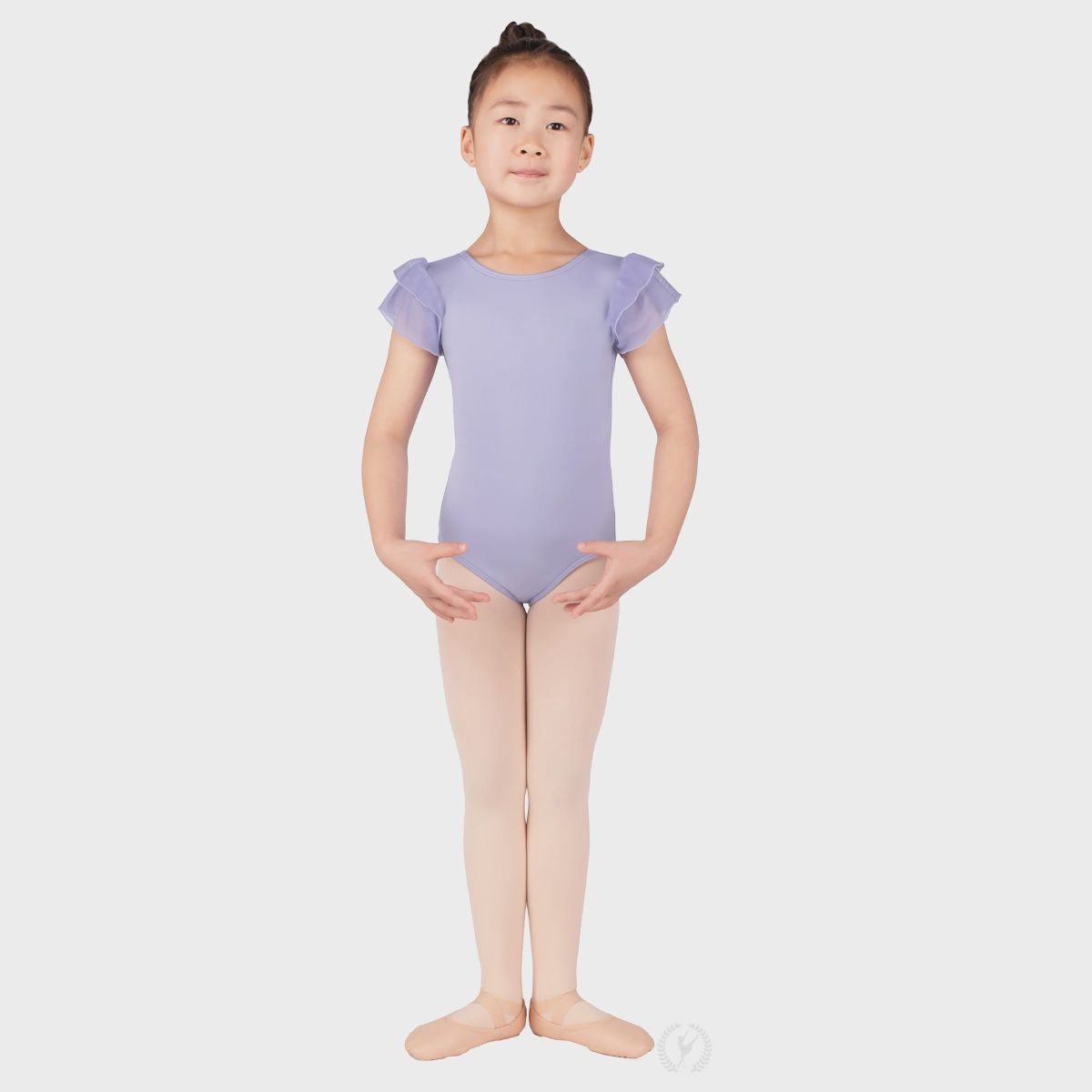 Girls Silhouette Mesh Flutter Sleeve Leotard 4142