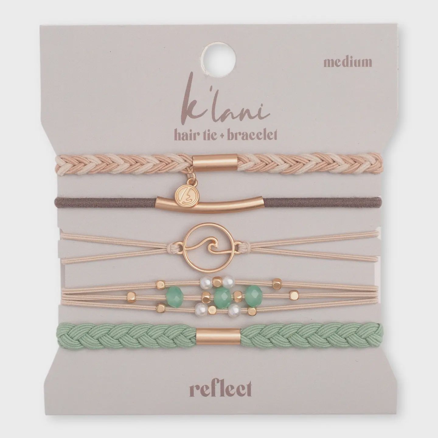 "Reflect" Gold Wave with Beachy Neutrals Hair Tie Bracelets