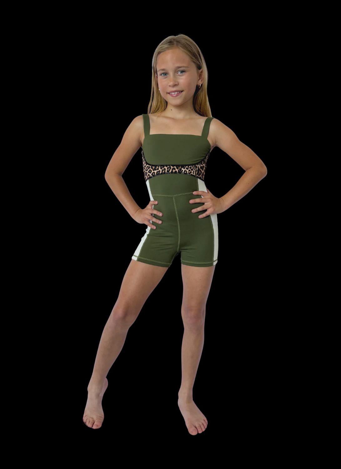 Wild Side Biketard, Color: Olive Green, Size: 4/6