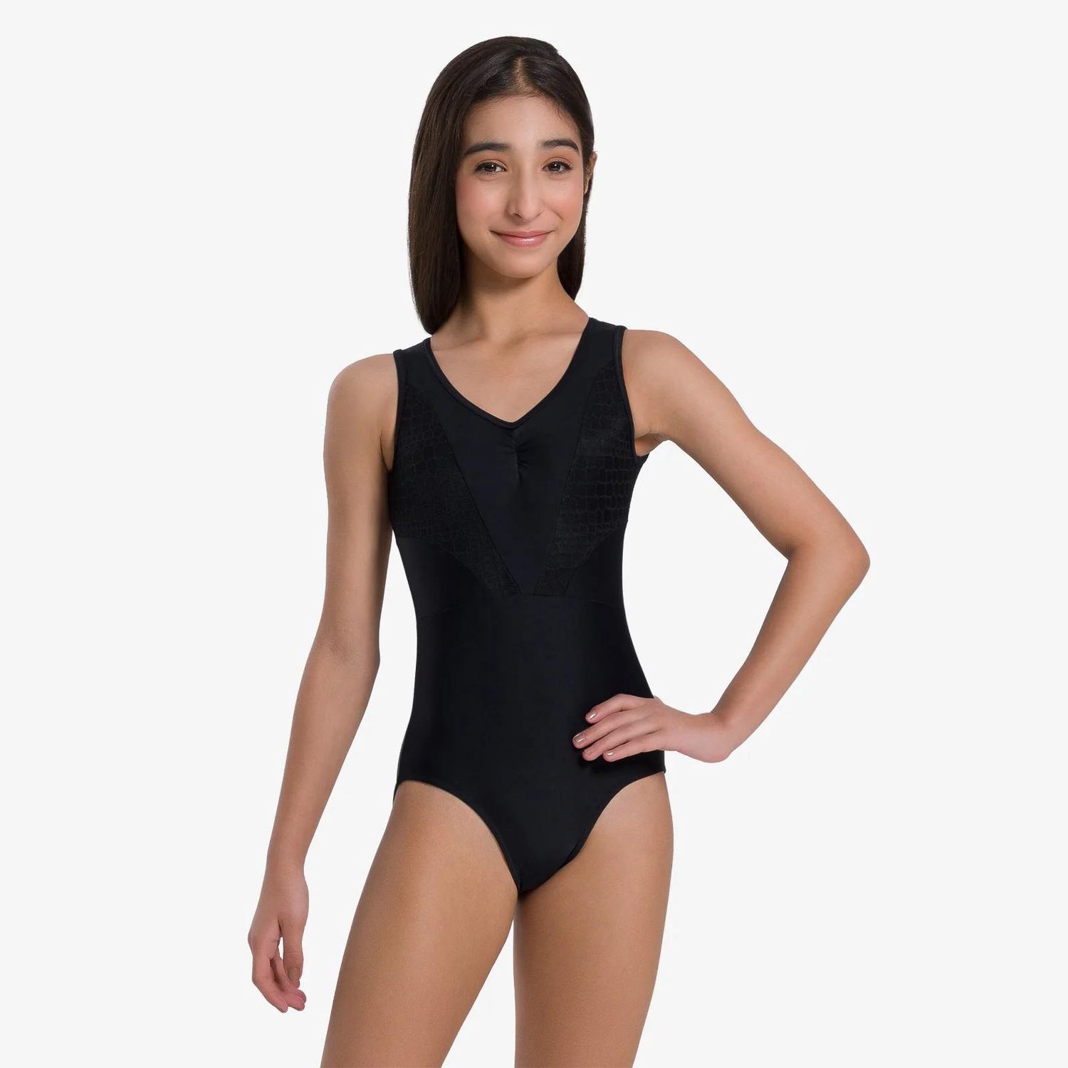Girls' Vivi Leotard BY113C, Color: Black, Size: 6X/7