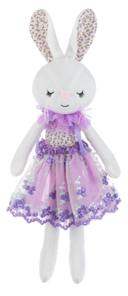 Blossom &amp; Bows Bunnies HE10713, Color: White bunny/lavender dress