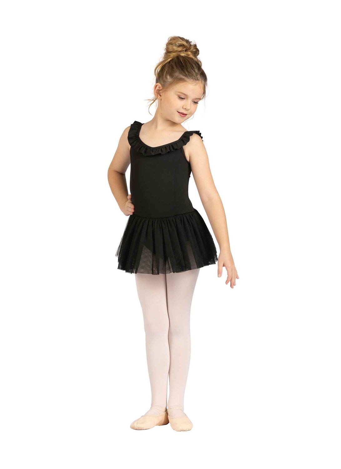 Kids Ruffle Trim Babette Dress 25206C, Color: Black, Size: 2/4