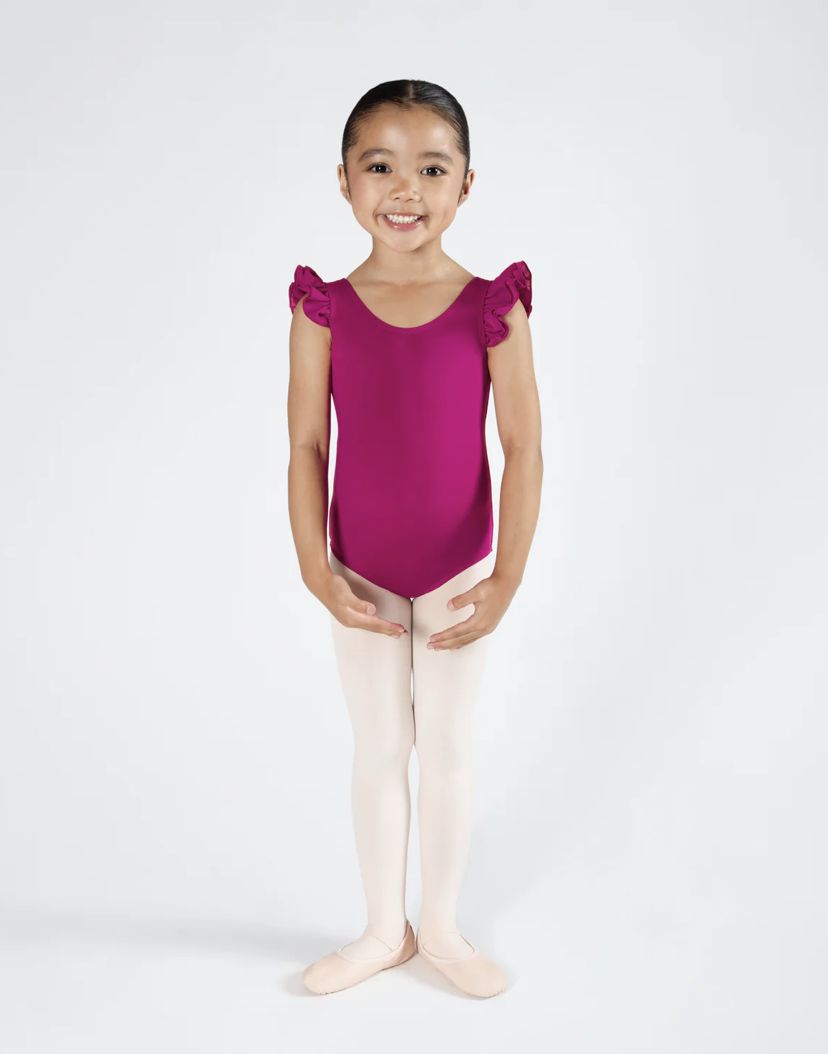 Emery Frill Sleeve Leotard CL190, Color: Mulberry, Size: XXS