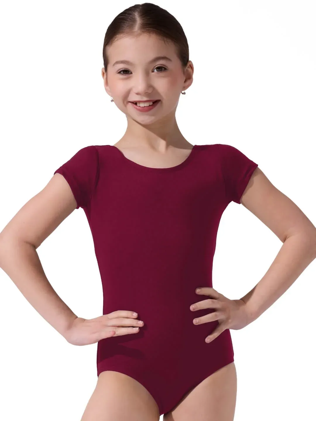 Girls' Short Sleeve Leotard TB132C, Color: Maroon, Size: S
