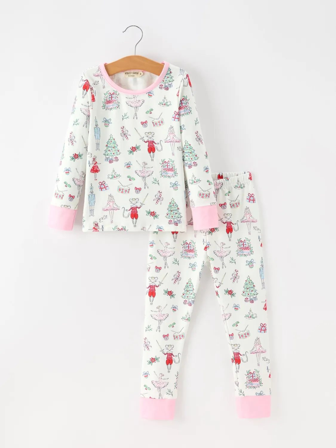 Christmas Girls Nutcracker Ballet Holiday Print Long Sleeves Pajama Set