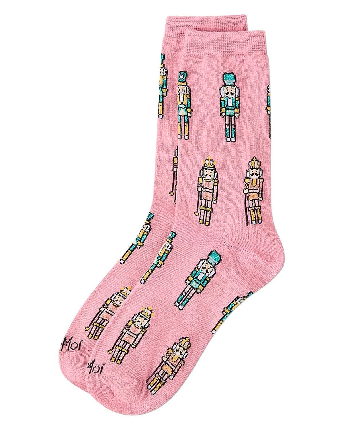 Nutcracker Ballet Holiday Crew Socks, Color: Pink Frost, Size: 9-11