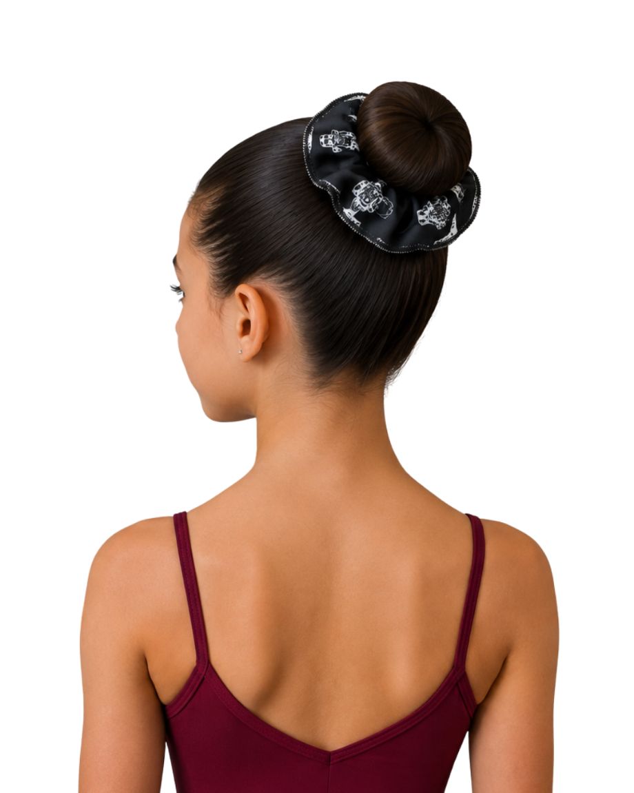 Nutcracker Ballerina Print Scrunchie, Color: Black