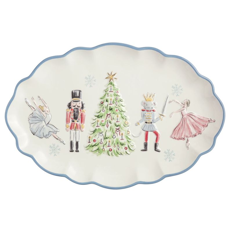 Mud Pie Nutcracker Blue Scallop Platter