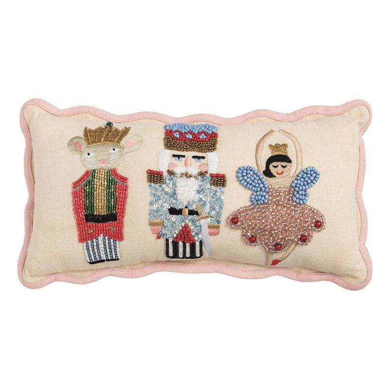 Mud Pie Mini Nutcracker Beaded Pillow