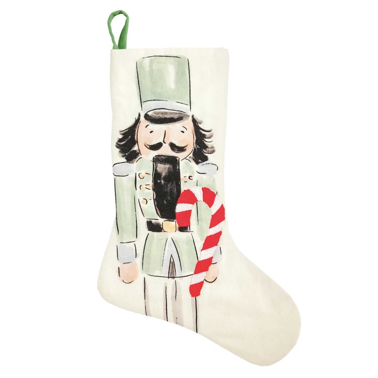 Nutcracker Embroidered Stocking, Style: Candy Cane