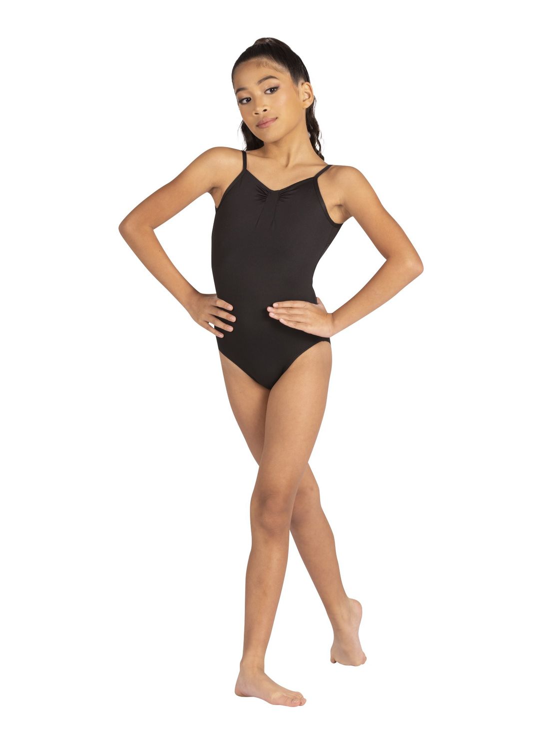 Camryn Girls Camisole Mesh Back Leo 25139C, Color: Black, Size: 6X/7