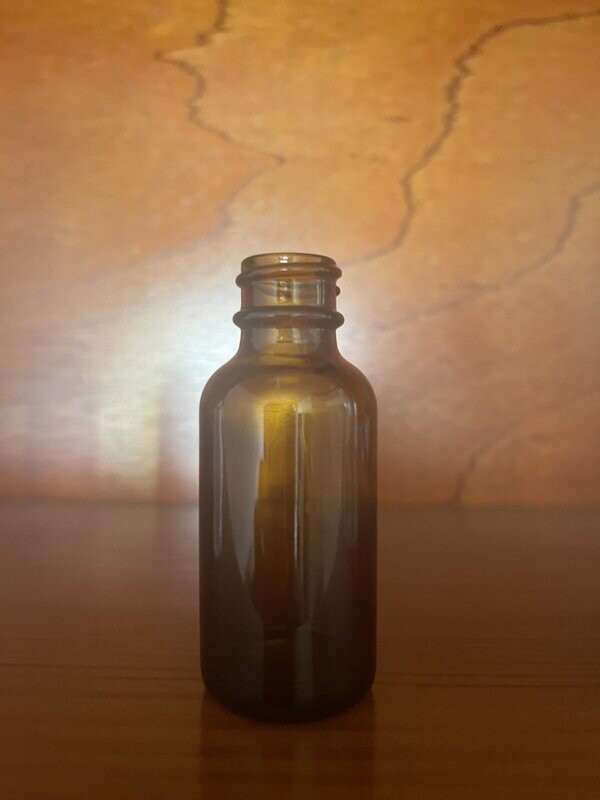 1oz Amber Glass Boston Round Neck 20/400