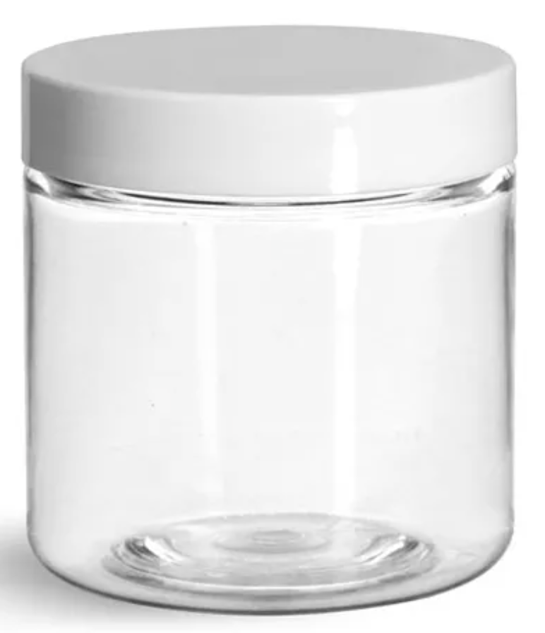 Plastic Jars with Lids - 8oz, Color: White