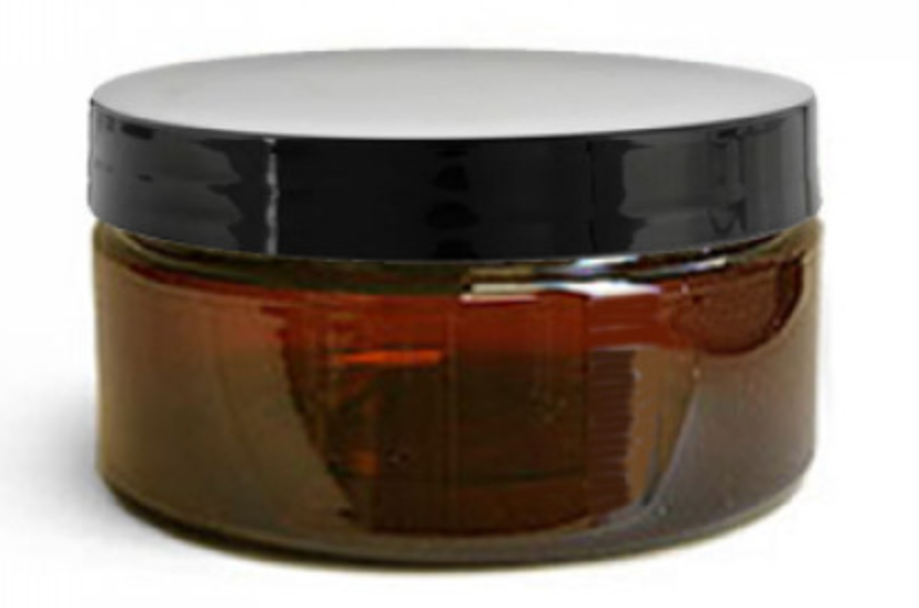 Low Profile  Amber Plastic Jars with Lids - 8oz