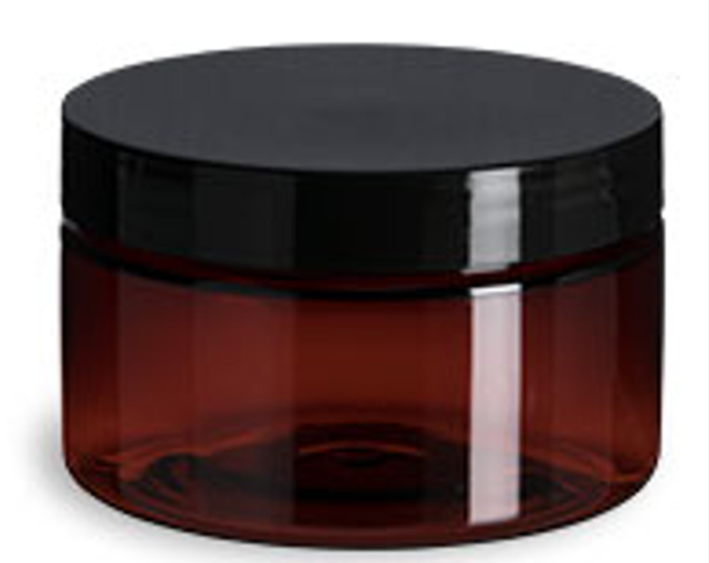 Low Profile  Amber Plastic Jars with Lids - 4oz