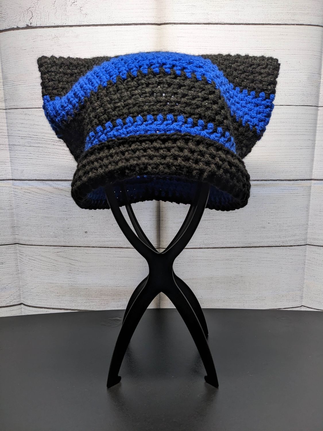 Black &amp; Blue Stripe Blend Cat Hat