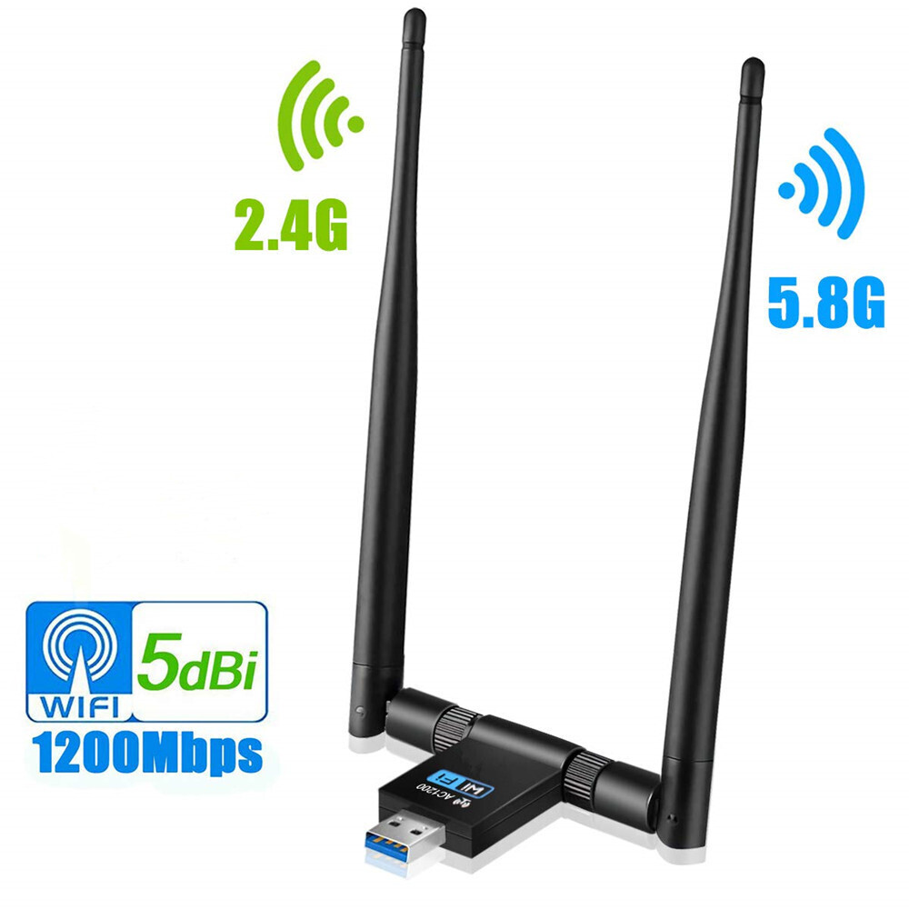 Placa de rede sem fio de 1200mbps Transmissor de recepção Wi-Fi sem fio 2,4g/5,8g Placa de rede Gigabit USB de frequência dupla