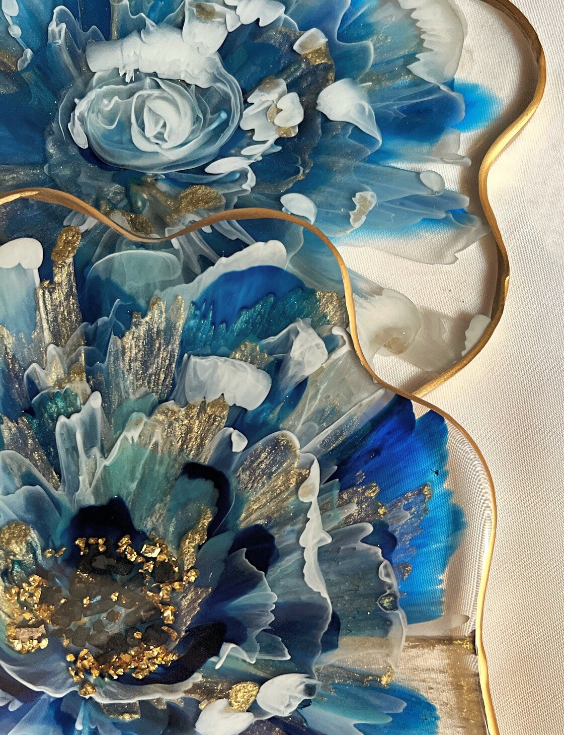 Light Blue /multi colours flower Resin tray